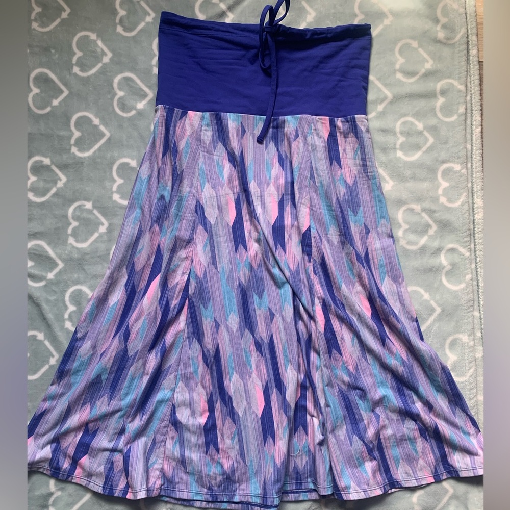 Prana Vibrant Blue and Pink Maxi Skirt